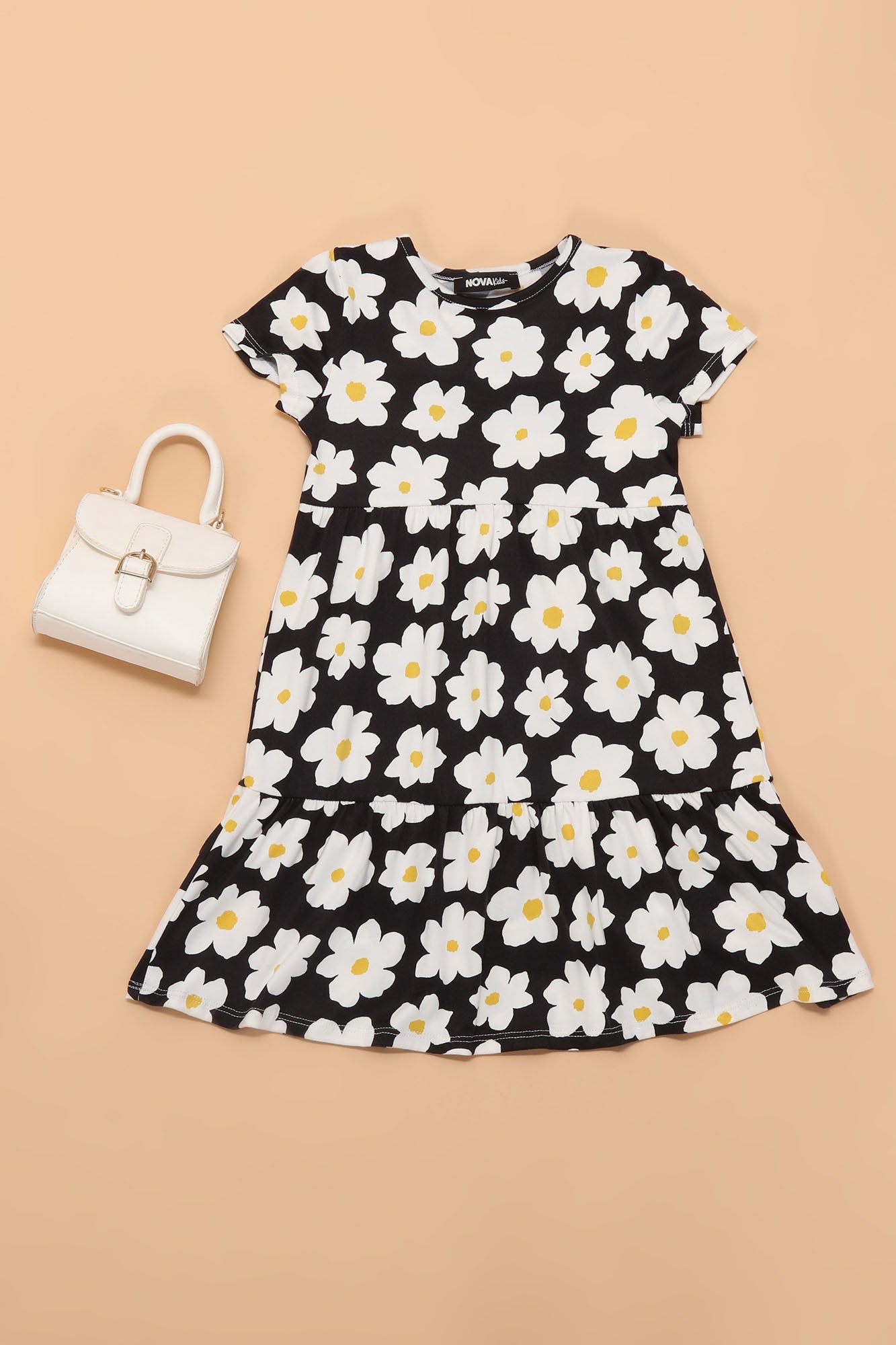 Mini frisch als Gänseblümchen -Kleid - Schwarz/Kombination