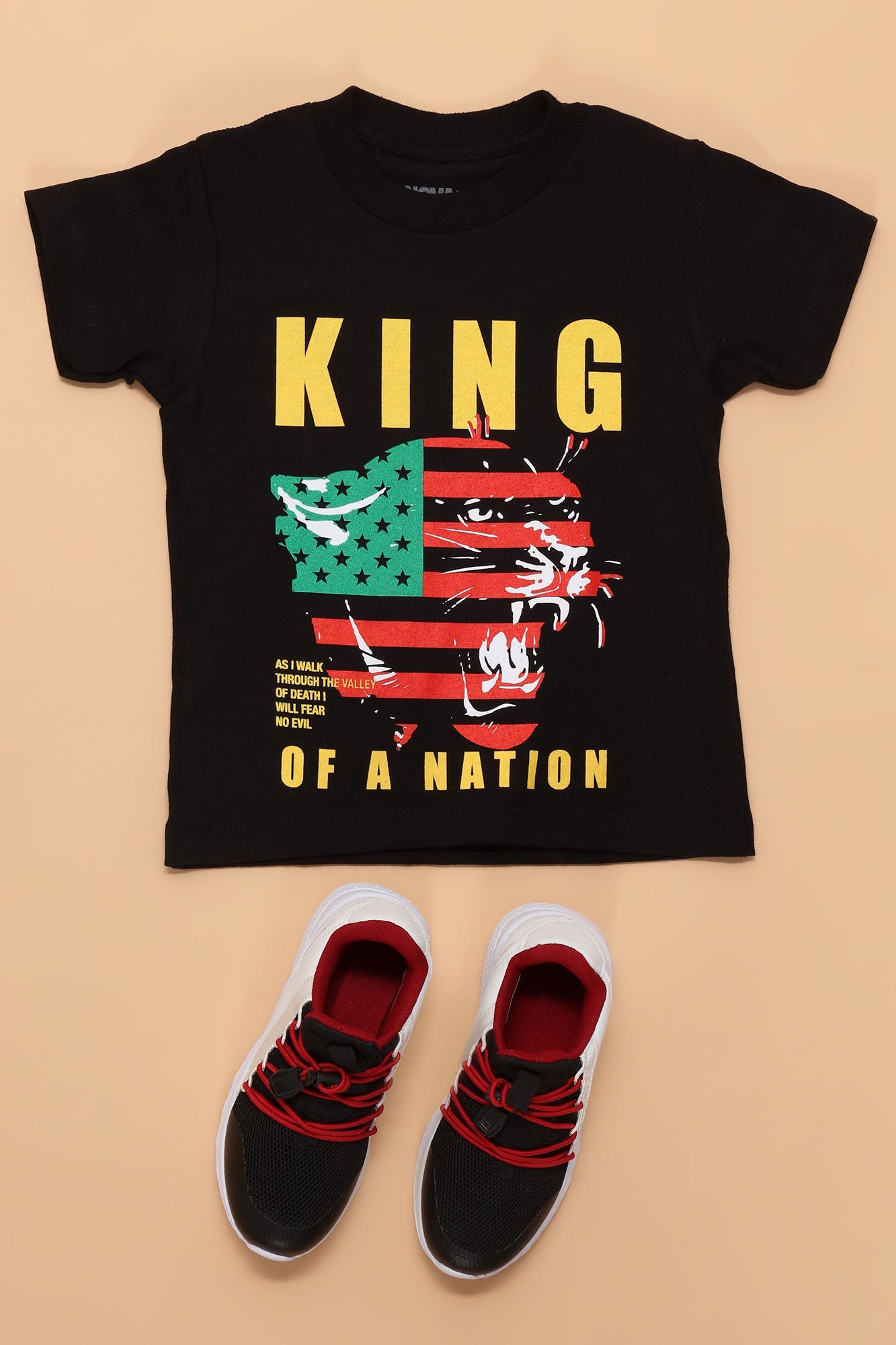 Mini -König einer Nation Kurzarm Tee - schwarz