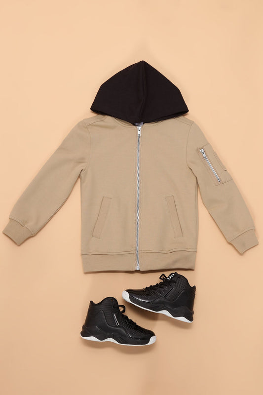 منی اسے ٹھنڈا ہڈڈ بمبار جیکٹ رکھیں - خاکی/کومبو