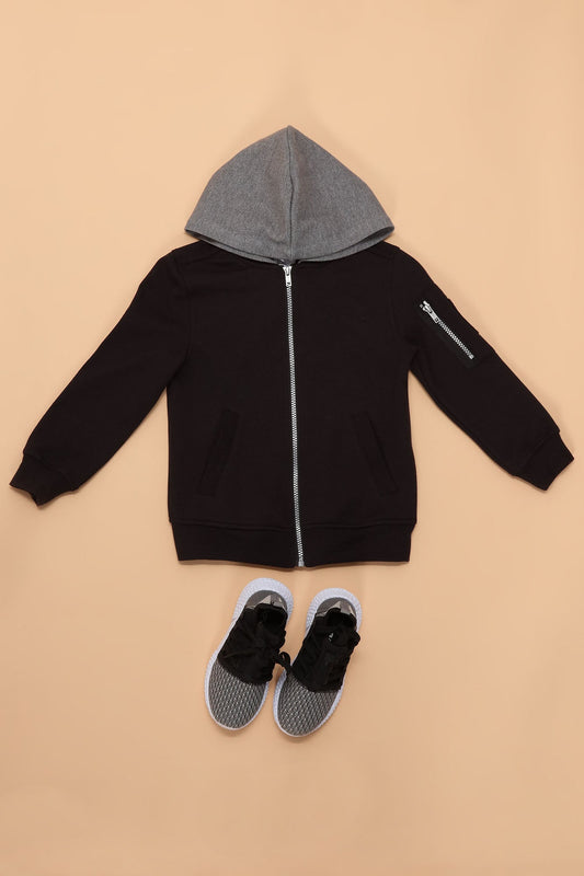 منی اسے ٹھنڈا ہڈڈ بمبار جیکٹ رکھیں - سیاہ/گرے