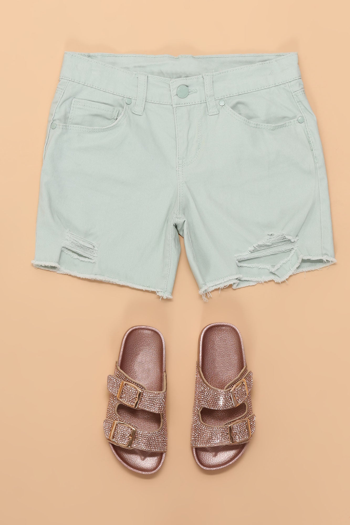 Mini Sugar Sweet Denim Shorts - Salbei