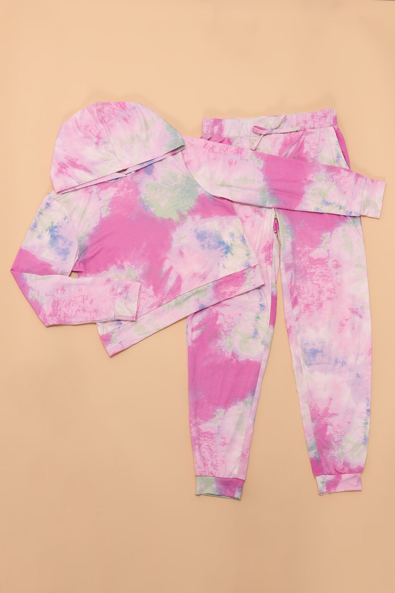 Mini Straight Vibing Tie Dye Jogger Set - Lila/Kombination