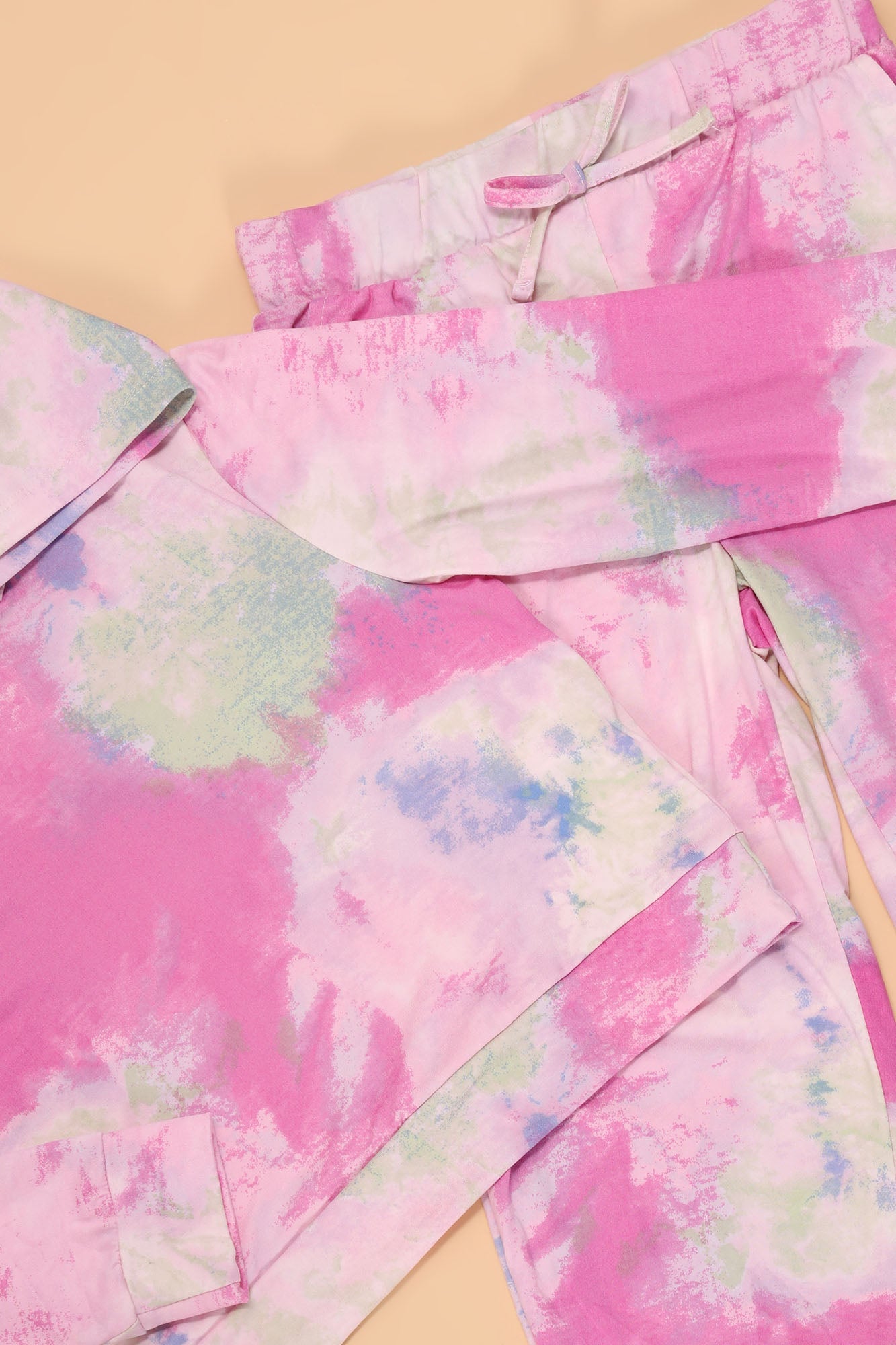Mini Straight Vibing Tie Dye Jogger Set - Lila/Kombination