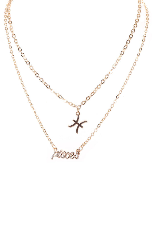 Pisces ist meine schild geschichtete Halskette - Gold