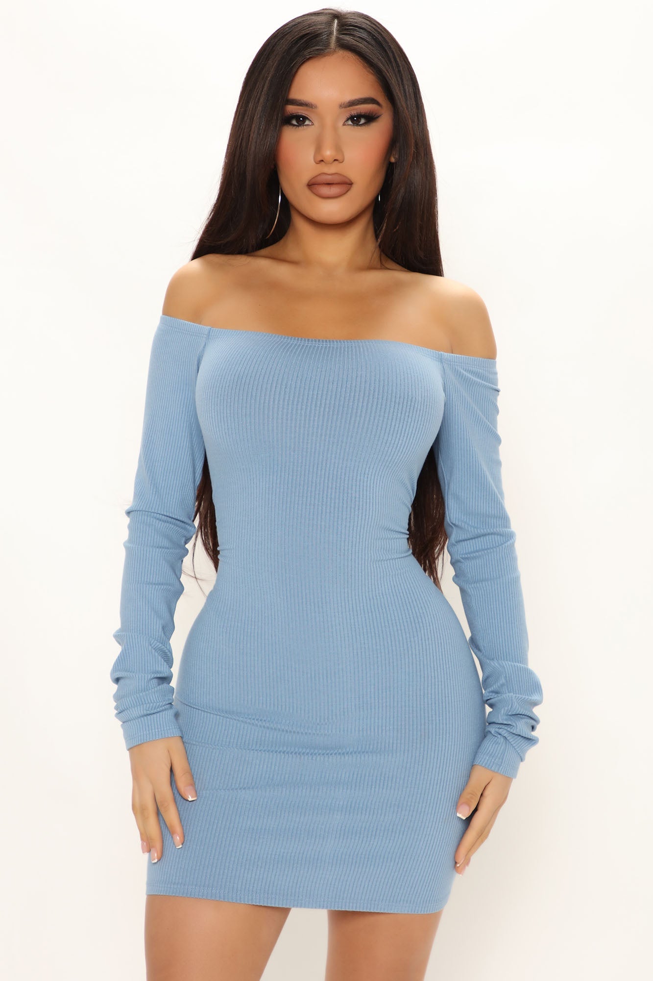 الفا آف کندھے نے چھین لیا منی لباس - ہلکا نیلا