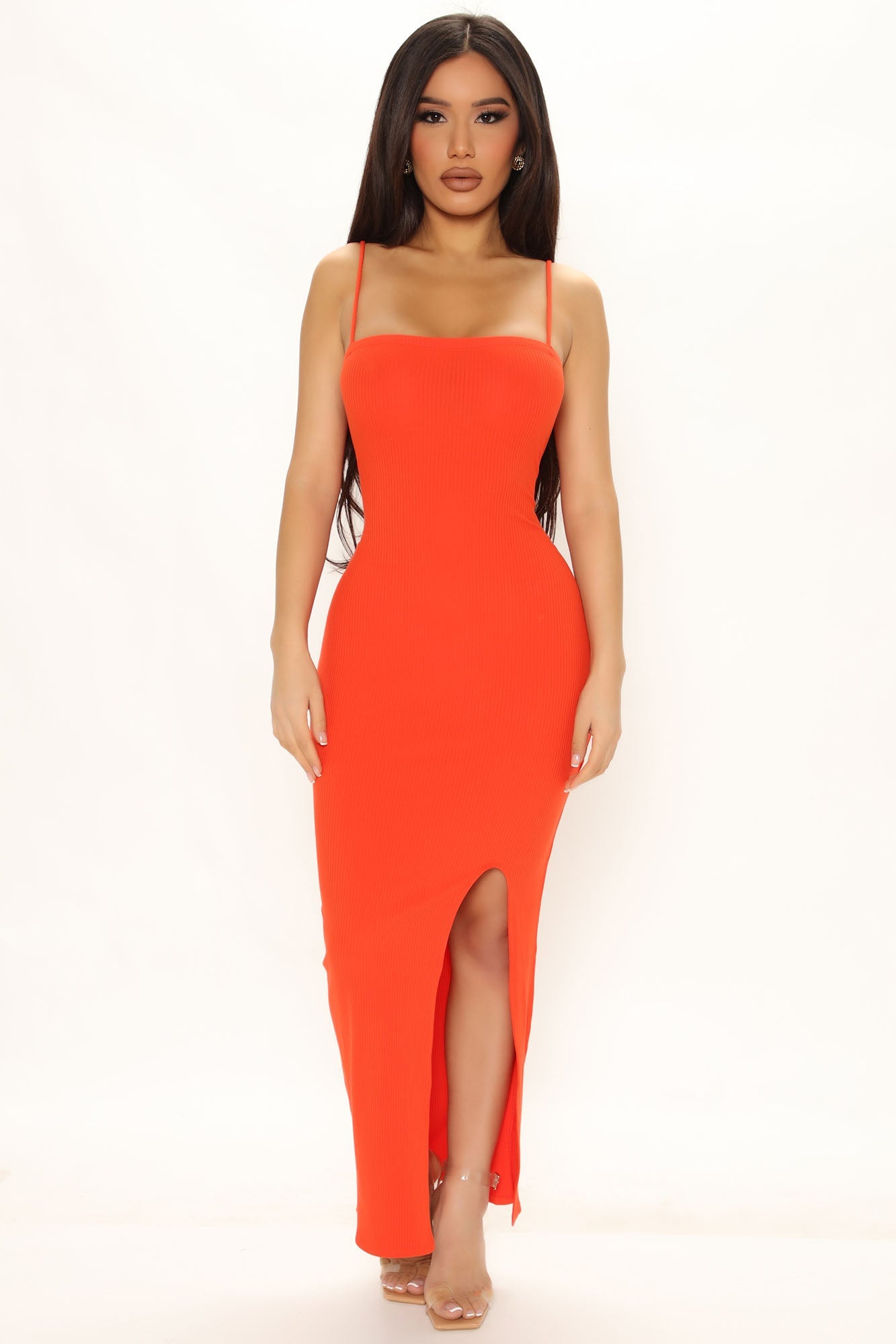 Nikki Midi Kleid - Tomatenrot