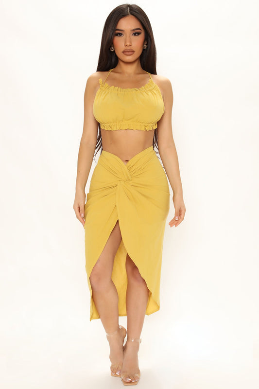 موسم گرما کے دن مڈی اسکرٹ سیٹ - سرسوں