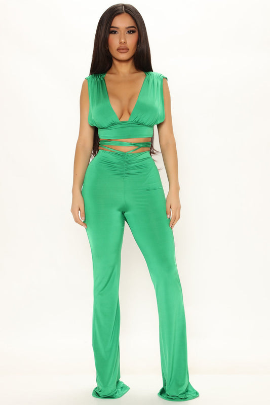 Gelassenheit Ruched Pant Set - grün