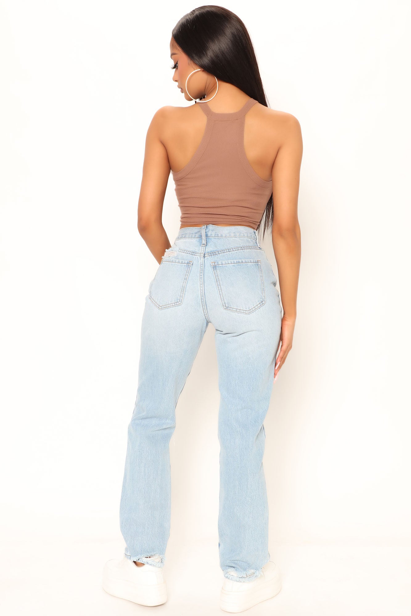 کیلی اونچی گردن کی فصل پسلی والا ٹینک - ٹیوپے