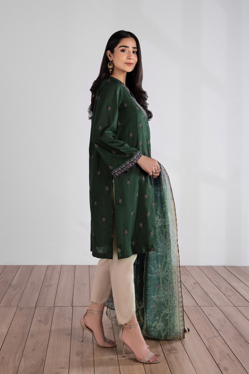 2 Piece - Embroidered Cotton Suit
