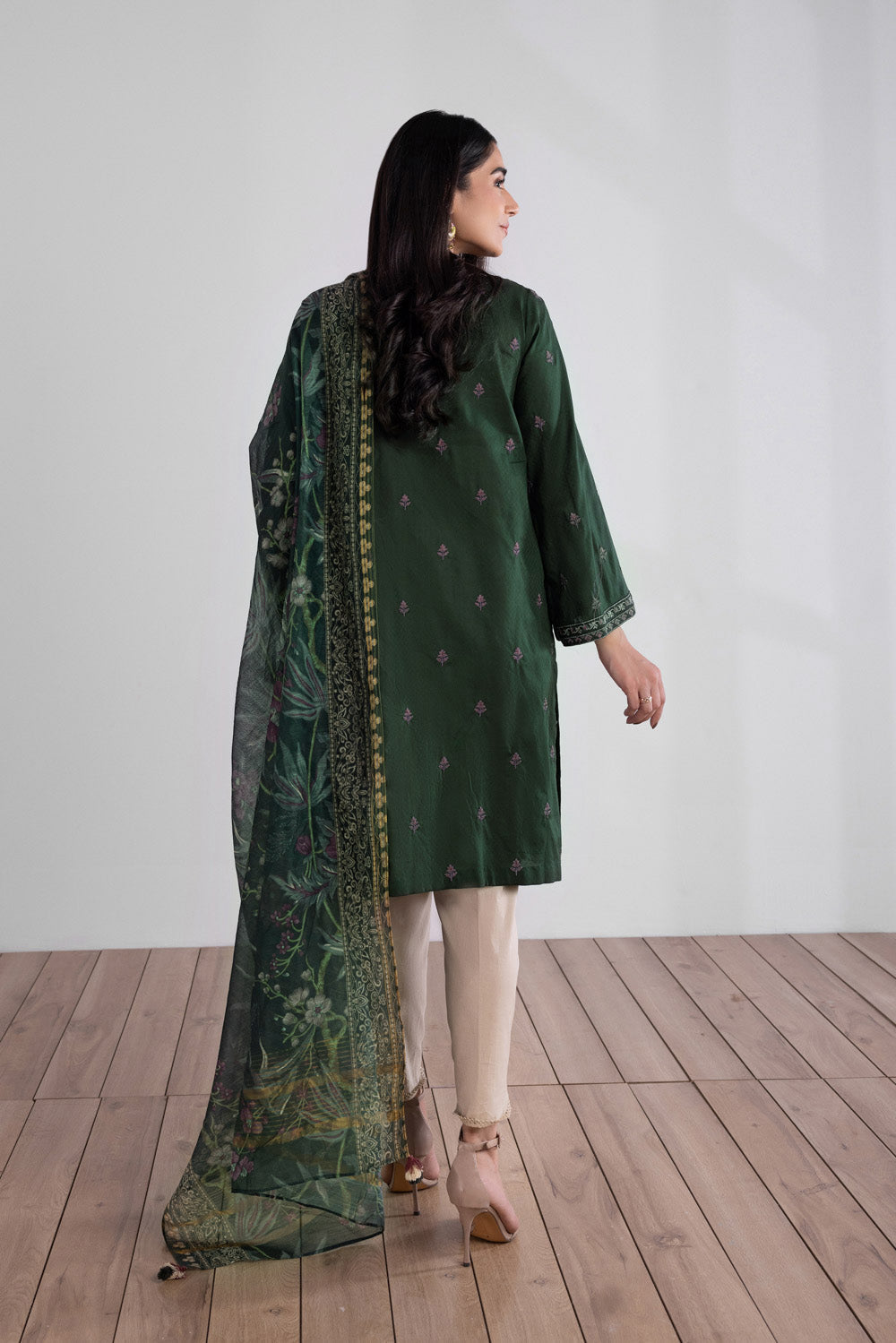 2 Piece - Embroidered Cotton Suit