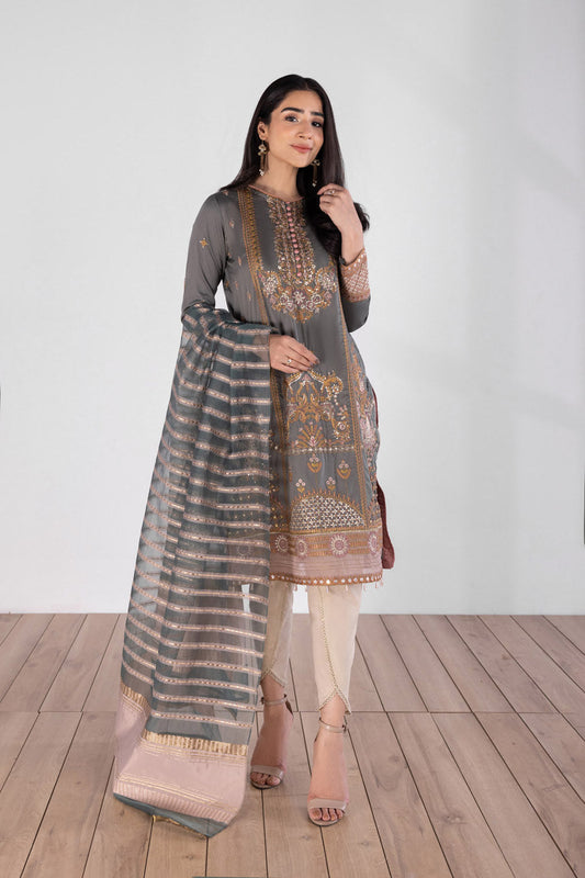 2 Piece - Embroidered Cotton Suit