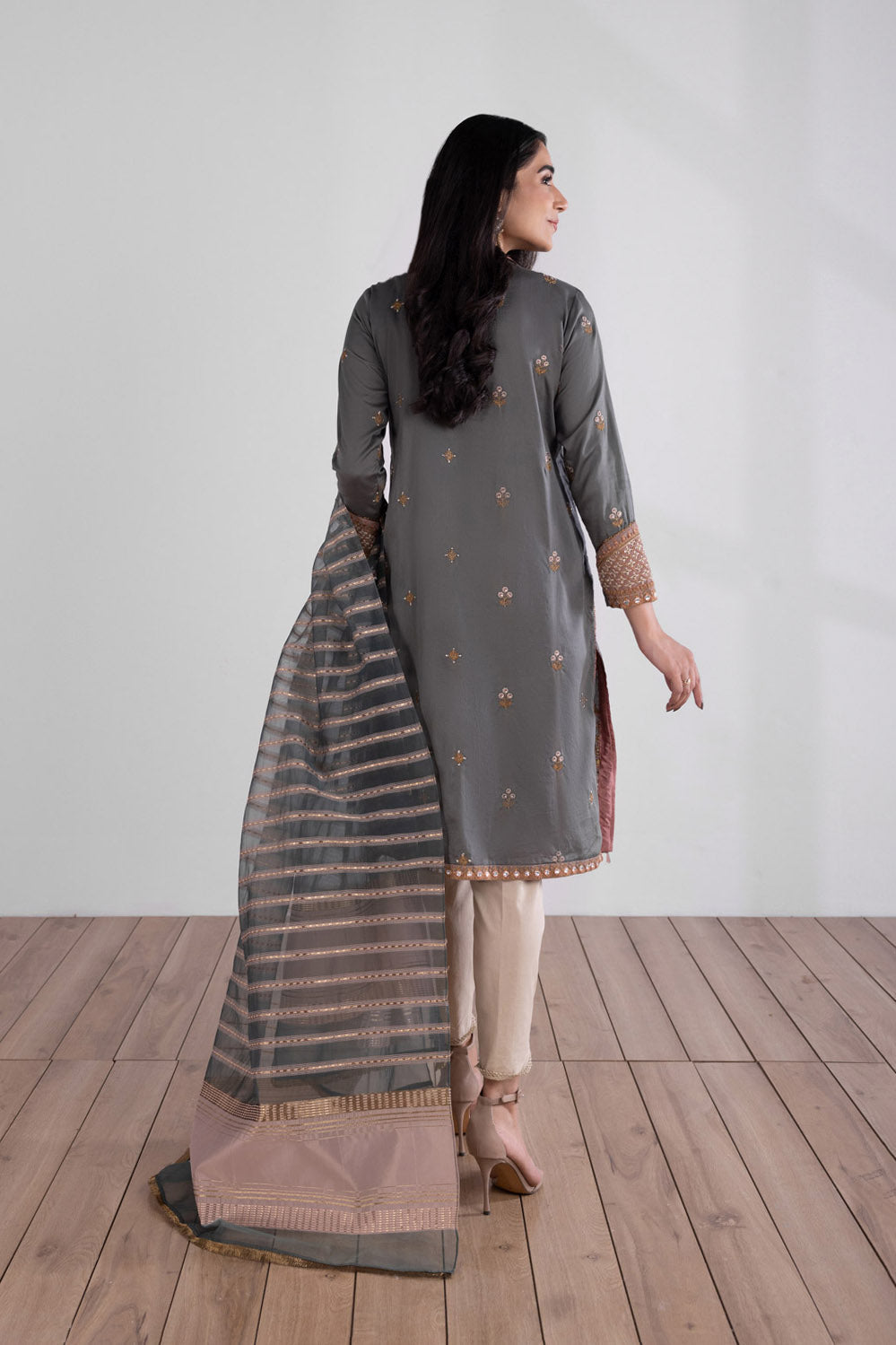 2 Piece - Embroidered Cotton Suit