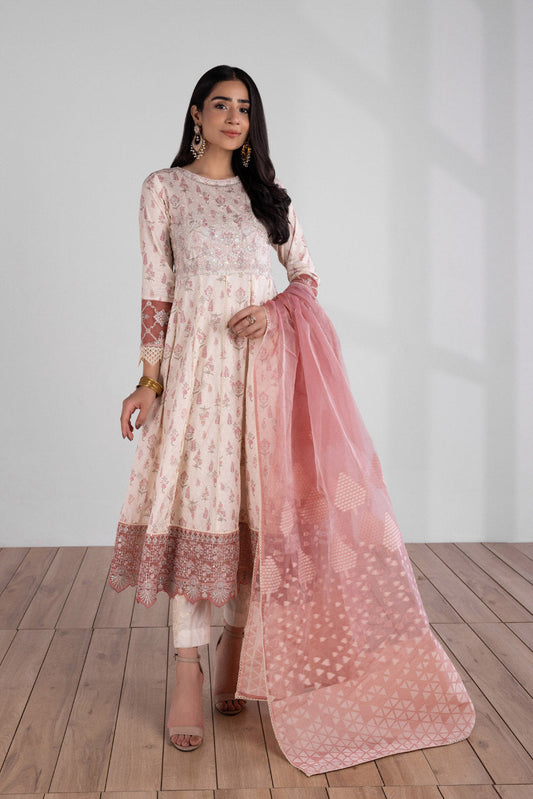 2 Piece - Embroidered Cotton Suit