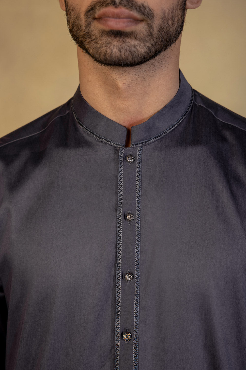 Embroidered Cotton Satin Suit