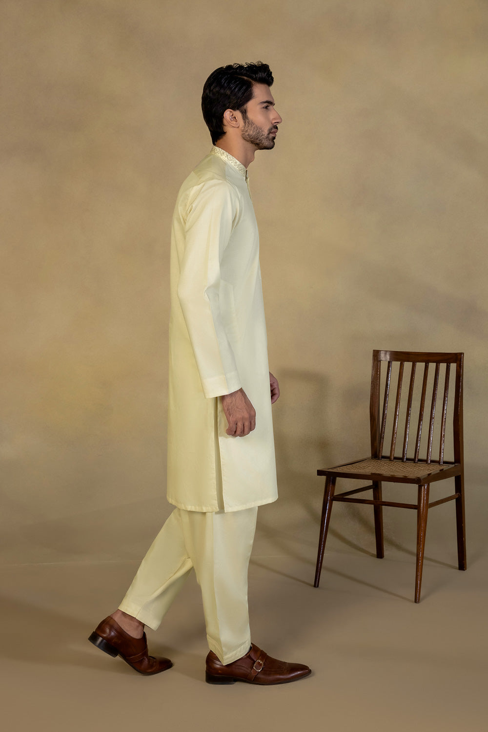 Embroidered Cotton Dobby Suit