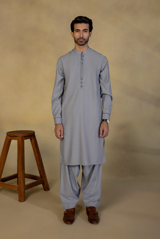 Embroidered Wash & Wear Suit