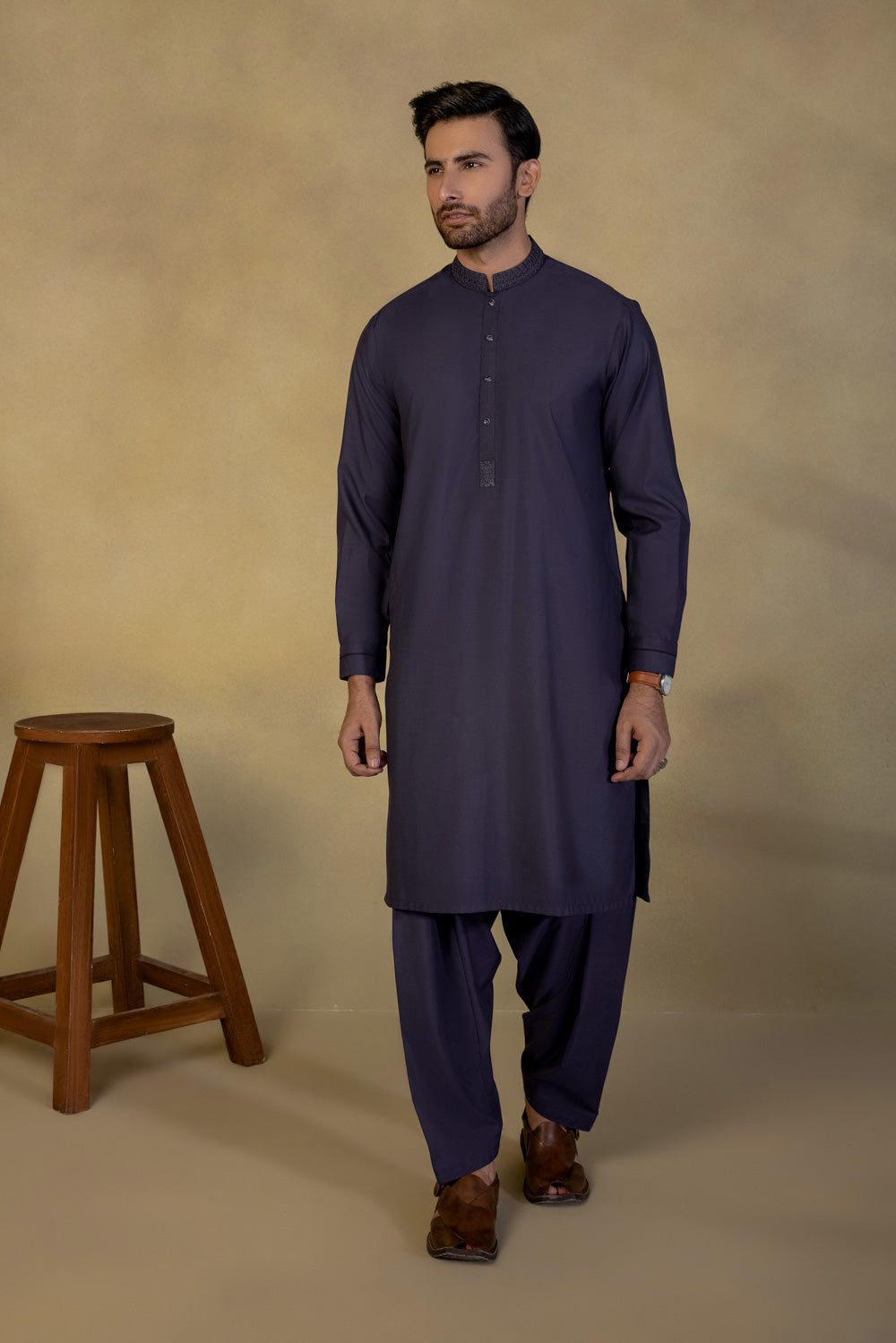 Embroidered Wash & Wear Suit