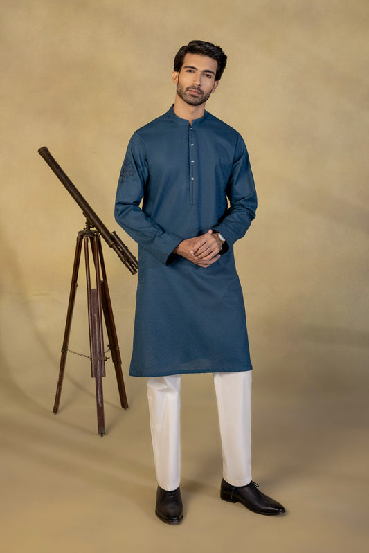 Embroidered Jacquard Kurta