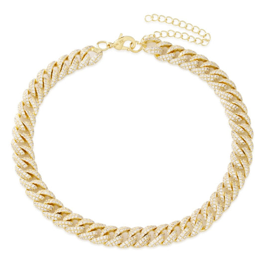 12mm Iced Diamond-Cut Miami Cuban Link Choker Chain