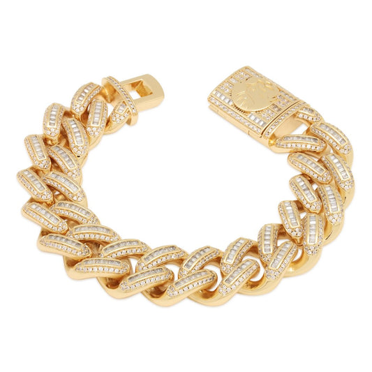18mm Iced Baguette Miami Cuban Link Bracelet