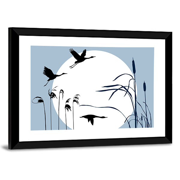 اڑنے والے پرندوں سلہیٹ کینوس وال آرٹ