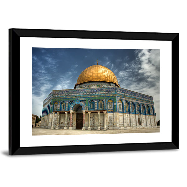 AL Aqsa Mosque In Jerusalem Canvas Wall Art-1 Piece-Framed Print-20" x 16"-Tiaracle