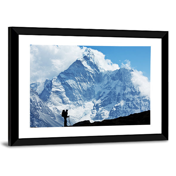 Hiker In Everest Region Canvas Wall Art-3 Horizontal-Gallery Wrap-25" x 16"-Tiaracle