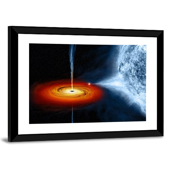 Black Hole Sucking Big White Dwarf Canvas Wall Art-3 Horizontal-Gallery Wrap-25" x 16"-Tiaracle