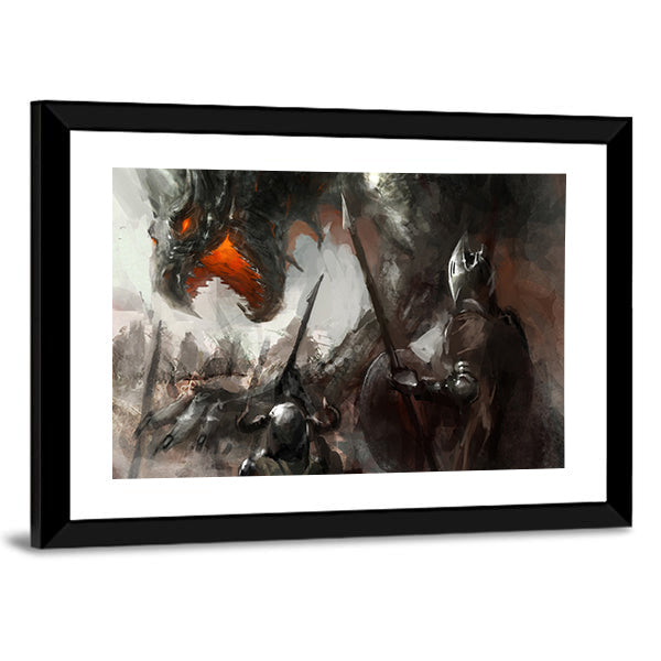 Ritter jagen Dragon Canvas Wandkunst