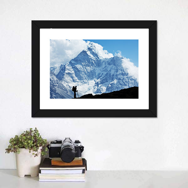 Hiker In Everest Region Canvas Wall Art-3 Horizontal-Gallery Wrap-25" x 16"-Tiaracle