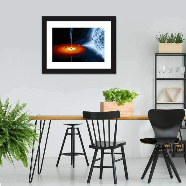 Black Hole Sucking Big White Dwarf Canvas Wall Art-3 Horizontal-Gallery Wrap-25" x 16"-Tiaracle