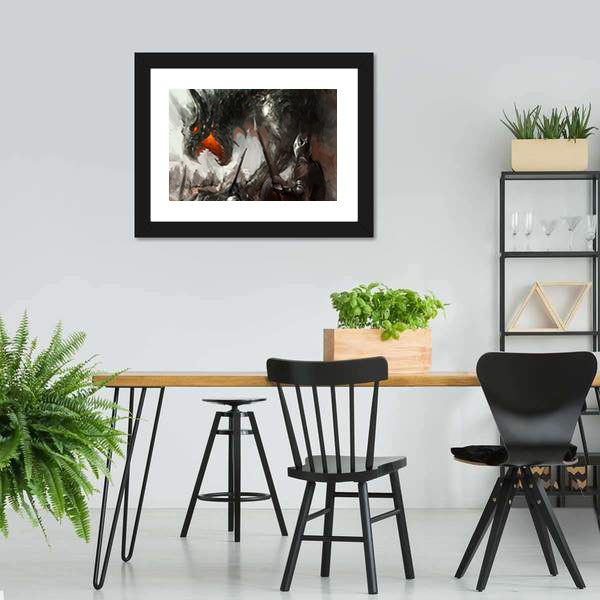 Ritter jagen Dragon Canvas Wandkunst