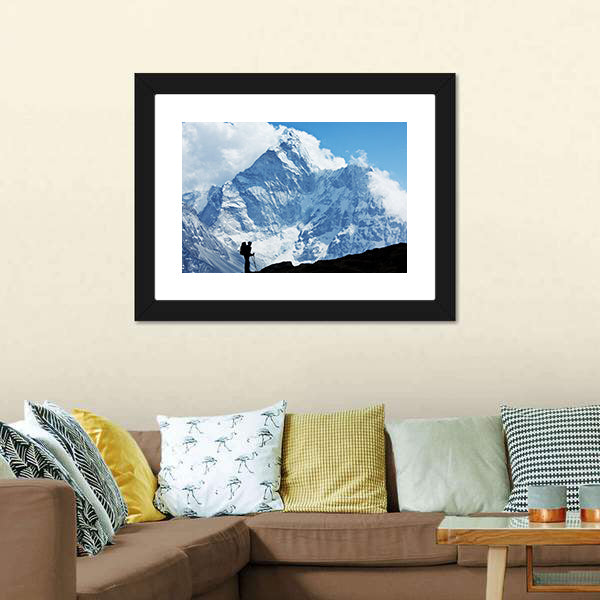 Hiker In Everest Region Canvas Wall Art-3 Horizontal-Gallery Wrap-25" x 16"-Tiaracle