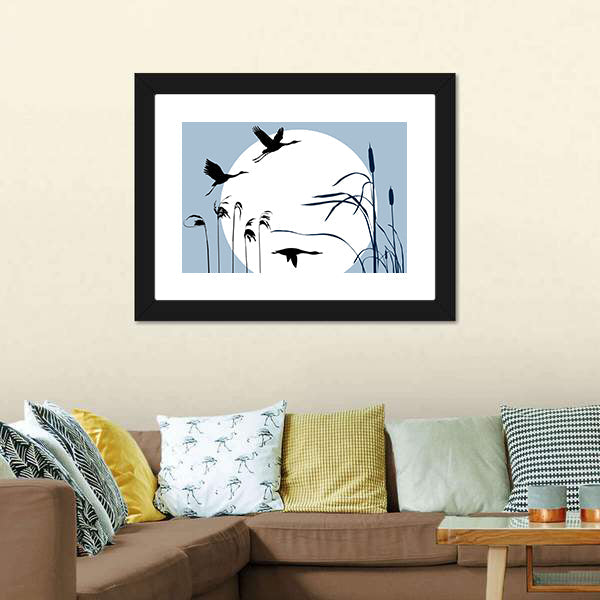 اڑنے والے پرندوں سلہیٹ کینوس وال آرٹ