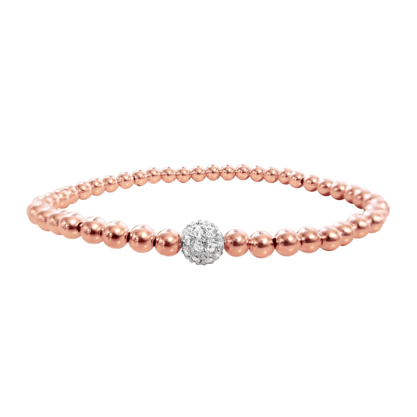 4 mm Perlenarmband mit funkelndem Mittelstein