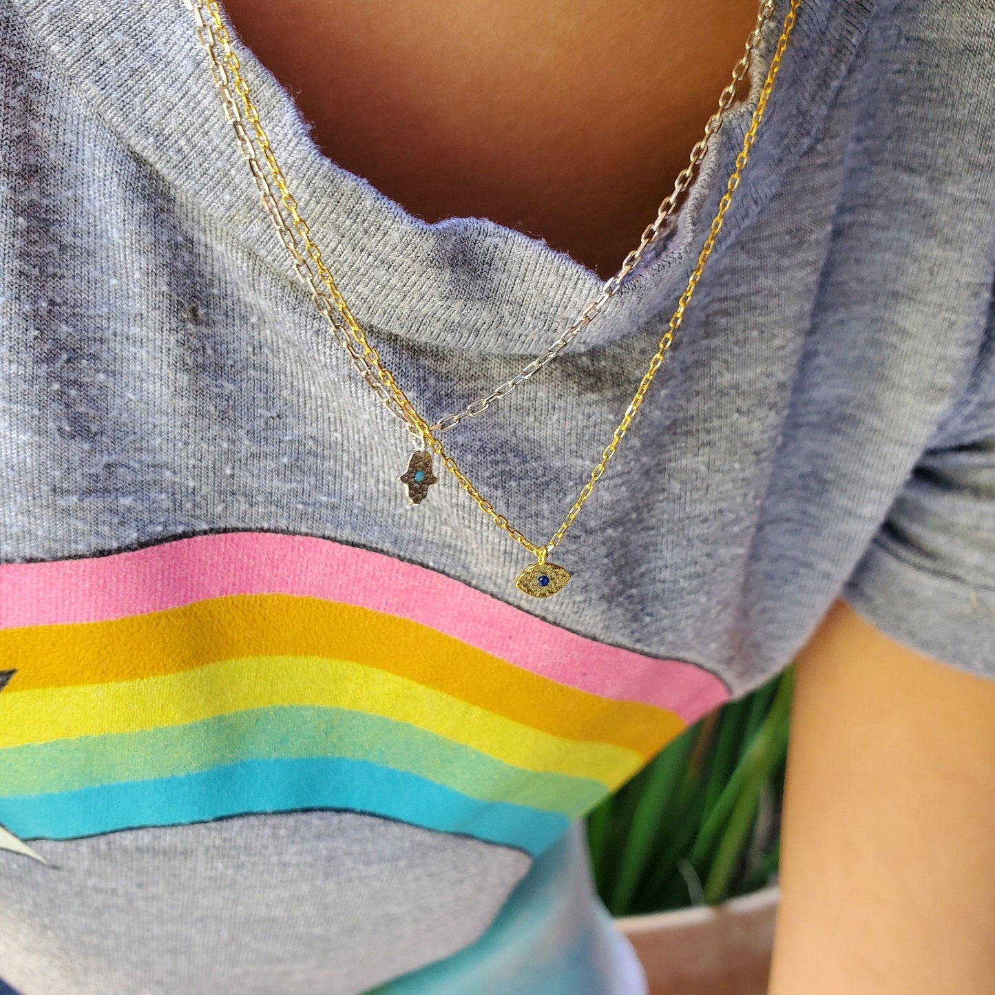 Mini Evil Eye Necklace in Silver or Gold