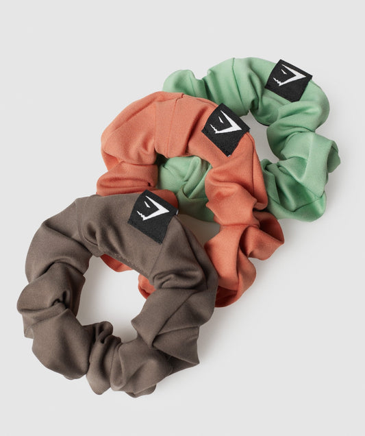 Gymshark -Scrunchies 3pk - Orange/Grün/Braun
