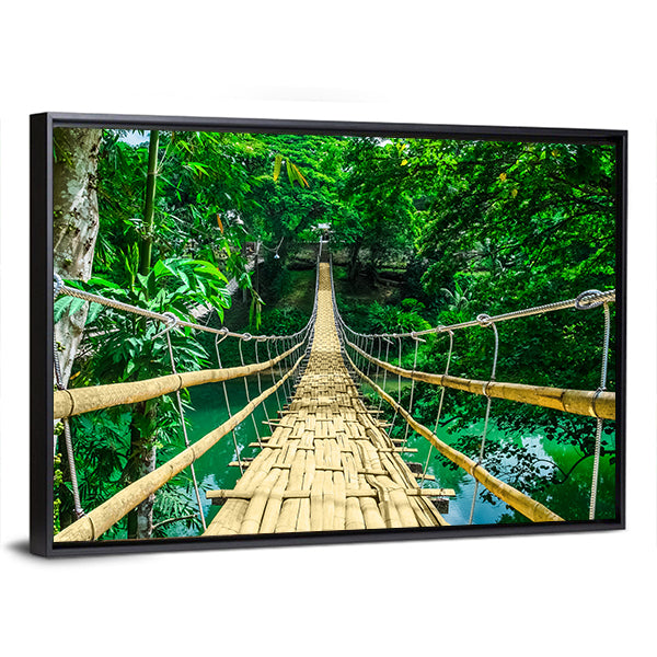Bamboo Suspension Bridge Canvas Wall Art-3 Horizontal-Gallery Wrap-25" x 16"-Tiaracle