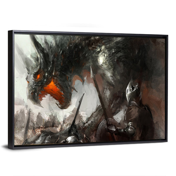 Ritter jagen Dragon Canvas Wandkunst