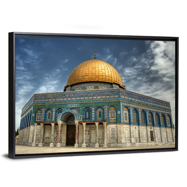 AL Aqsa Mosque In Jerusalem Canvas Wall Art-1 Piece-Floating Frame-24" x 16"-Tiaracle