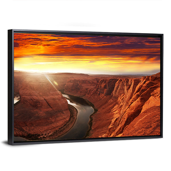 Hufeisenbiegung bei Sonnenuntergang Leinwandwandkunst