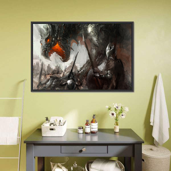 Ritter jagen Dragon Canvas Wandkunst