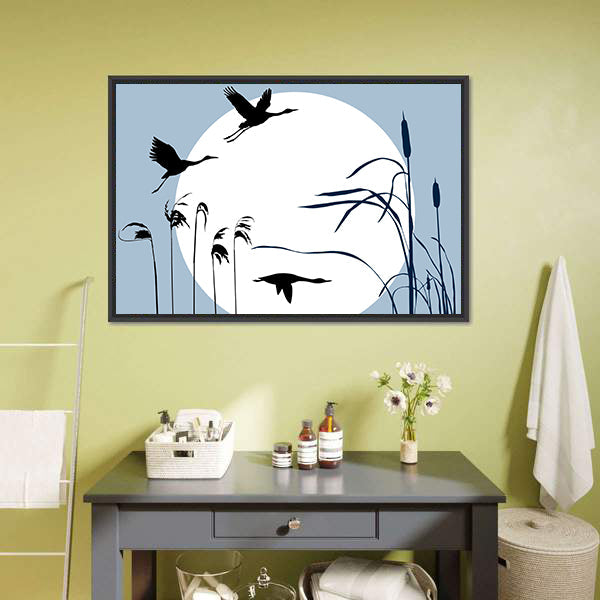 اڑنے والے پرندوں سلہیٹ کینوس وال آرٹ