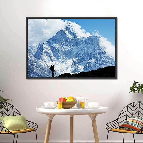 Hiker In Everest Region Canvas Wall Art-3 Horizontal-Gallery Wrap-25" x 16"-Tiaracle