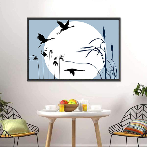 اڑنے والے پرندوں سلہیٹ کینوس وال آرٹ