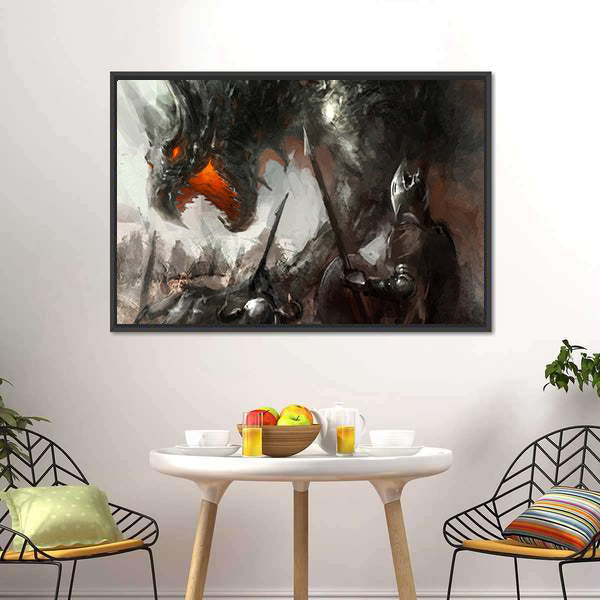 Ritter jagen Dragon Canvas Wandkunst