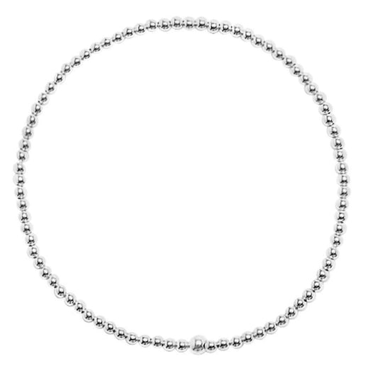 2mm Silberperlenarmband