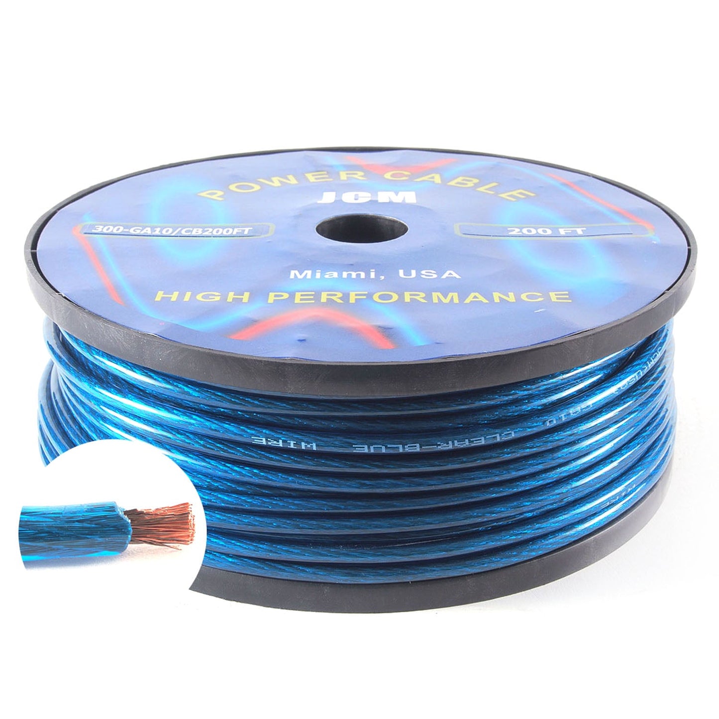 300-GA10/CB200F 200FT 10GA Klar/Blau Draht