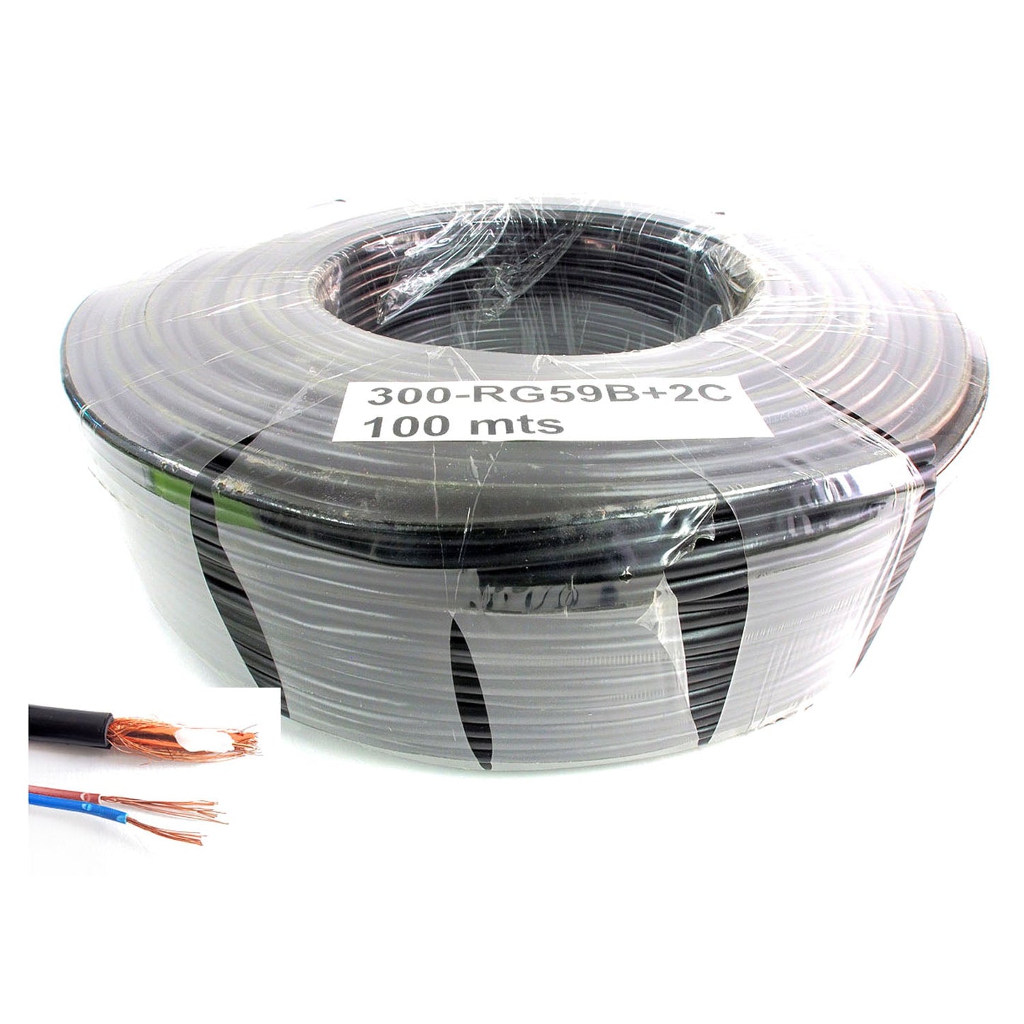 300-RG59B2C500F 500FT RG59+2C 64 Coaxial Black